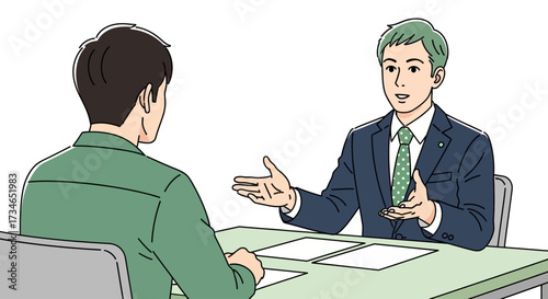 Professional consultation between two individuals, fostering a productive discussion and exchange of ideas in a formal setting