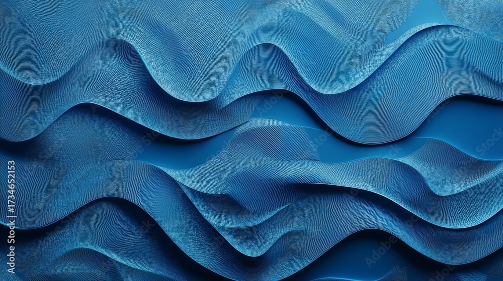 Obraz premium A creative blue wallpaper with a blend of waves and geometric shapes