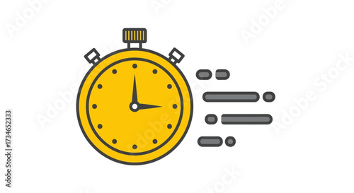 Dynamic stopwatch icon with motion lines, vividly representing rapid execution, crucial time management, and the pressing urgency of meeting critical deadlines in fast-paced environments
