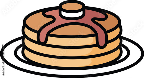 Fluffy Stack of Pancakes with Syrup and Butte