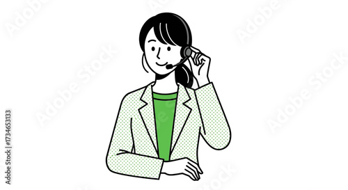 Focused female professional wearing a headset, delivering attentive customer support and effective communication in a modern business setting