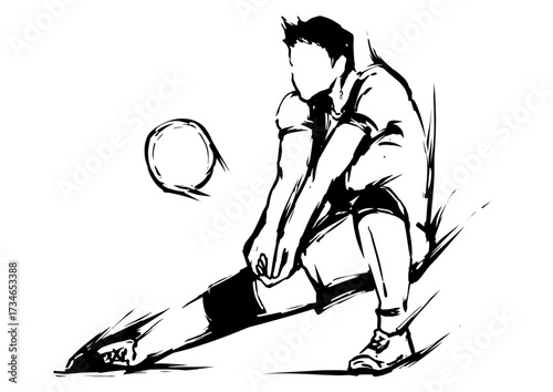Volleyball Receive – Sumi-e Ink Art