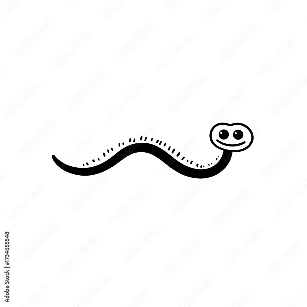 Obraz premium Caecilian. Caecilian simple black and white line art vector logo