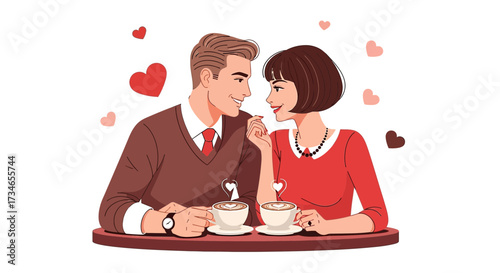 Romantic Coffee Date: A Couple in Love Enjoying a Valentine's Day Moment Together