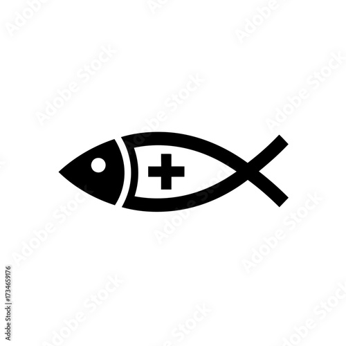 Fish with Medical Cross Icon