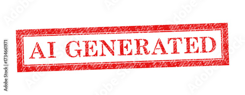 Vector red rubber stamp of AI Generated isolated on white background.