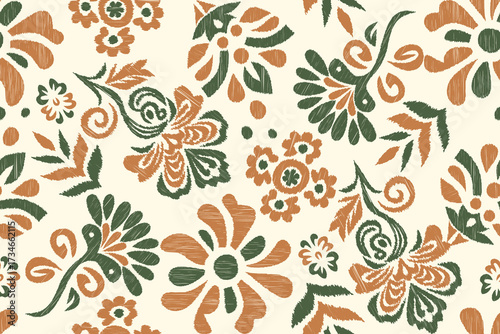 patchwork Ikat paisley embroidery on the fabric in Indonesia, India and Asian countries.geometric ethnic oriental seamless pattern.Aztec style. illustration. design for texture, fabric,clothing