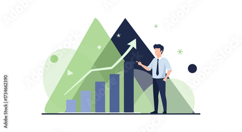 A business professional presenting positive business growth and financial performance, using data