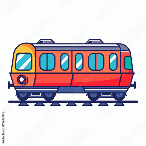 Charming cartoon train illustration perfect for children's books and transportation-themed designs, adds a playful touch with its vibrant colors and cheerful style
