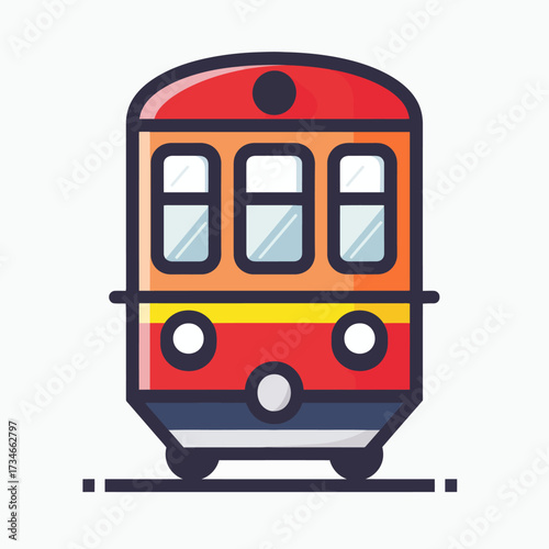 Vibrant red and orange vintage train icon ready for adventure travel, perfect for transportation designs and cheerful tourism promotions, railway journeys ahead!