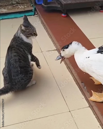 cat and duck.funny animal 