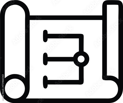 A rolled-up business plan blueprint tied with a ribbon, symbolizing strategy, startup ideas, future projects, and careful planning.