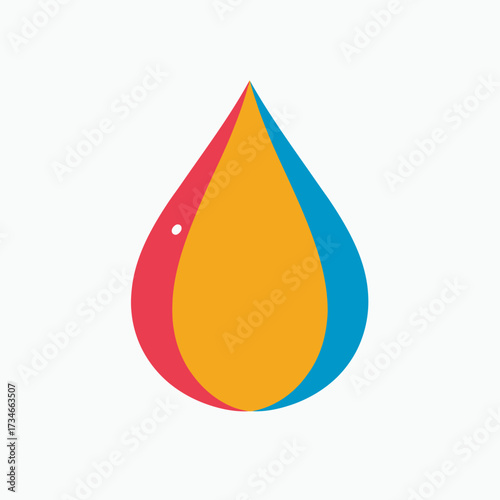 Vibrant water drop logo design with modern color block aesthetic, perfect for eco-friendly brands, water conservation campaigns, and creative environmental initiatives
