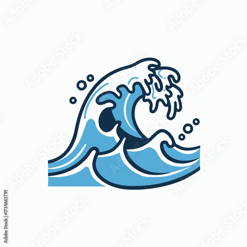 Stylish ocean wave illustration perfect for coastal themes, nautical designs, summer promotions, and water-related projects, evoking a sense of tranquility and peace