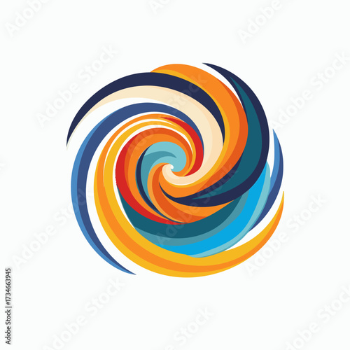 Dynamic swirling vortex of vibrant colors creates an eye-catching modern abstract design, perfect for creative projects and impactful visual communications or branding solutions