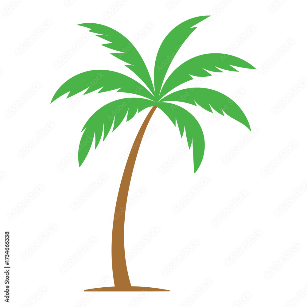 Obraz premium Palm Tree Vector Icon in Flat Color Style for Tropical, Travel, and Summer Nature Design