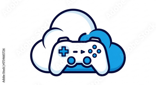 A cloud gaming concept with a game controller floating in a cloud, representing the future of gaming technology