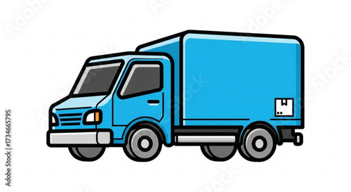 Blue delivery truck commercial vehicle for transporting goods cargo van for shipping and distribution