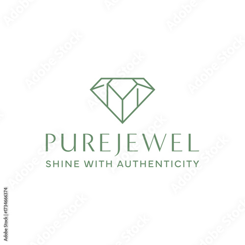 Minimal logo design featuring a geometric diamond icon with refined typography, symbolizing jewelry, luxury, authenticity, and elegance. Editable Vector File
