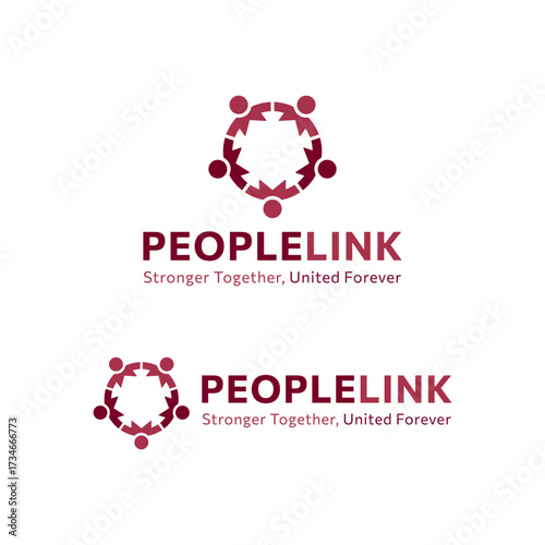 Modern community logo showing linked people forming a circle, symbolizing teamwork, unity, partnership, collaboration, diversity, and human connection. Editable Vector File
