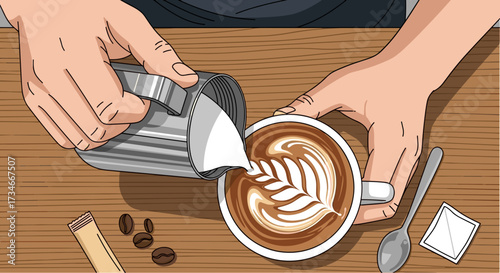 Latte art tutorial how to make latte art coffee pouring milk into coffee cup for barista guide and tips