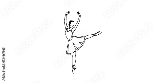 Ballet dancer pose isolated white background