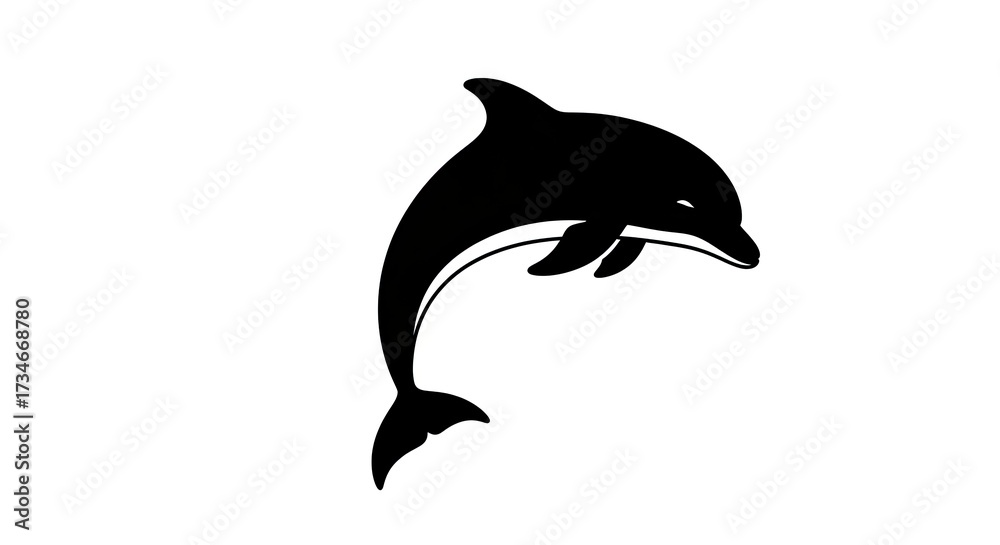 Fototapeta premium Dolphin silhouette on white background