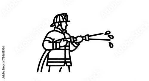 Firefighter with hose vector illustration