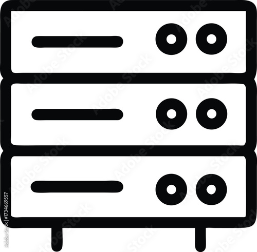 A server rack with blinking lights, symbolizing data centers, cloud computing, network technology, IT infrastructure, and digital storage.
