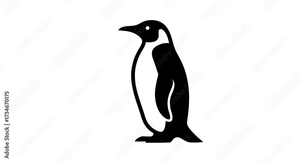 Obraz premium Penguin silhouette black white isolated