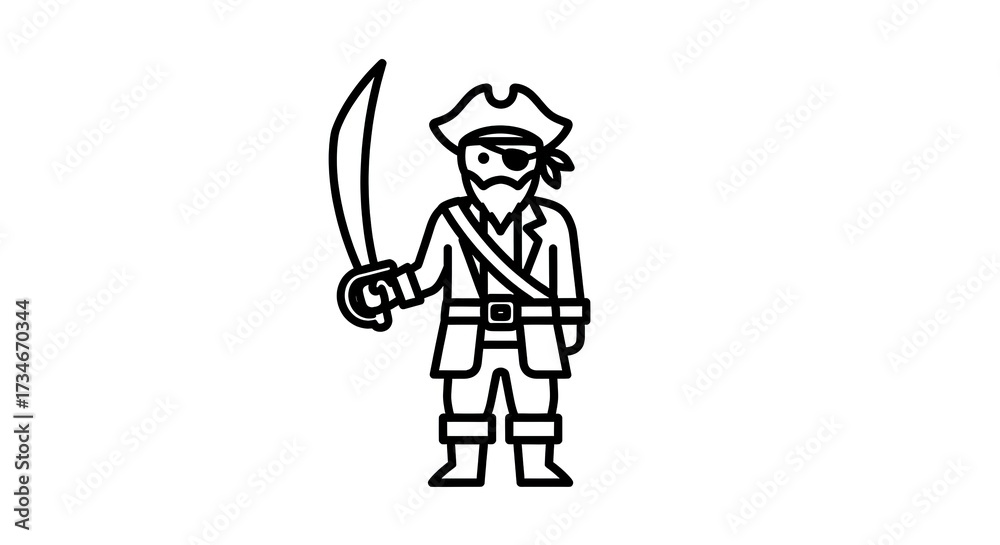 Obraz premium Pirate icon holding sword white background
