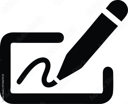 A stylized digital signature written with a pen, representing e-signatures, online approval, digital contracts, and modern authorization.