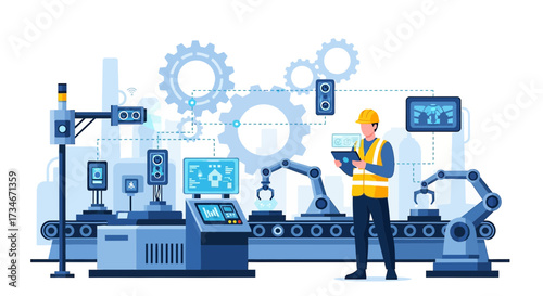 Smart Manufacturing and Automation: An illustration showcasing the integration of technology and