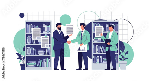 Successful business deal depicted with handshake between executives in modern setting