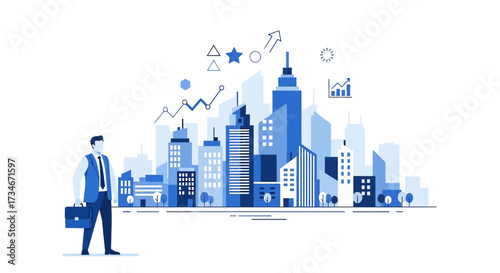 Successful Business Leader in Urban Cityscape with Financial Growth Strategy Concept