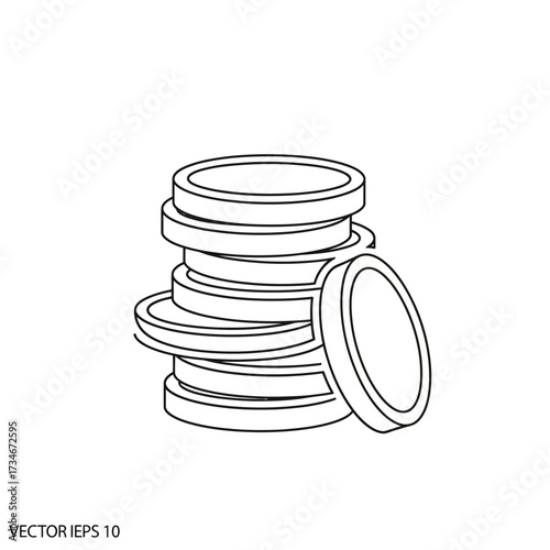 A stack of coins, possibly currency, in a simple line art style, showing financial wealth.