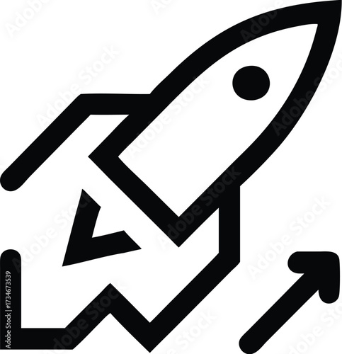 A rocket combined with an upward graph line, symbolizing explosive growth, business success, financial profit, and skyrocketing performance.