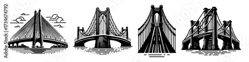 Four detailed illustrations of different bridge designs.