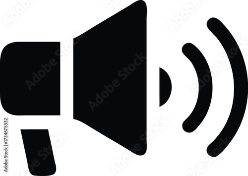 A megaphone emitting sound waves, symbolizing an important announcement, broadcast, news, or a call to action for a group of people.