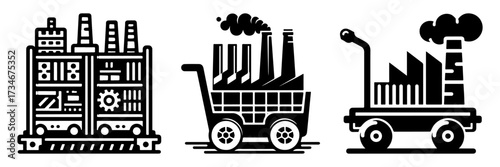Industrial Factory Cart Transportation Concept Illustration.