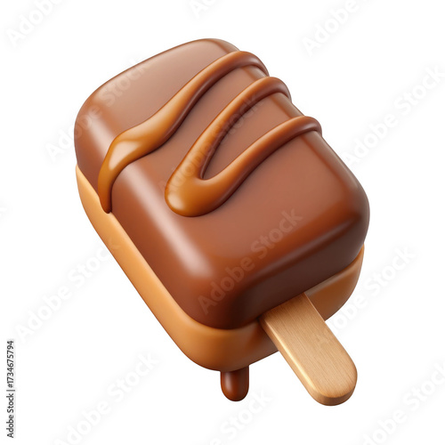 3d chocolate ice cream bar isolated on transparent background