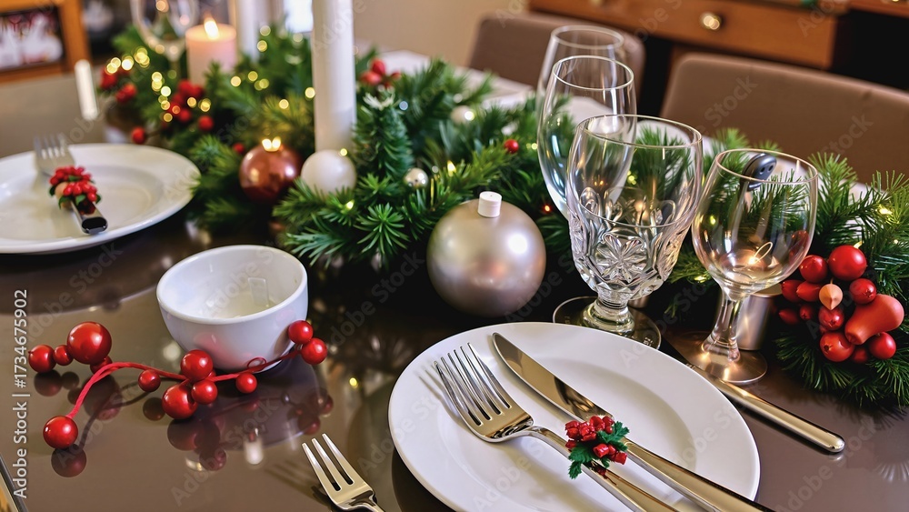 Fototapeta premium Weihnachten Tisch Dokoration