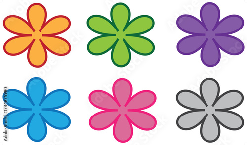 set of colorful flowers