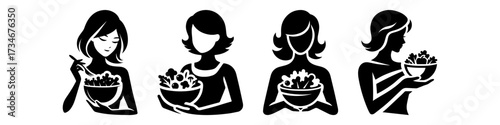 Women with bowls of food healthy eating lifestyle concept.