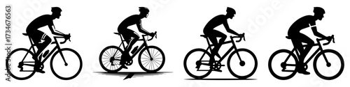 Cyclist Silhouettes in Action: A Dynamic Cycling Sequence.
