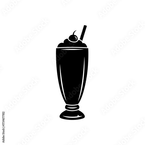 Classic Milkshake Drink Icon with a Cherry