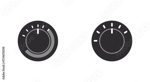 Two black control knobs with white indicators are prominently displayed