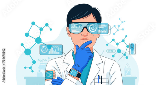 Advanced technology in medical research with innovative data analysis illustration