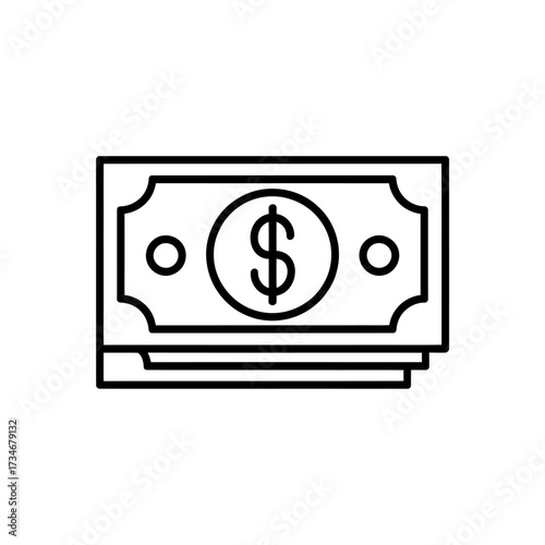 Line art icon of money stack representing finance, investment, and financial concept illustration