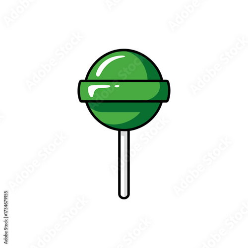 Vibrant Green Lollipop A Sweet Treat Illustration with Modern Design and Playful Appeal